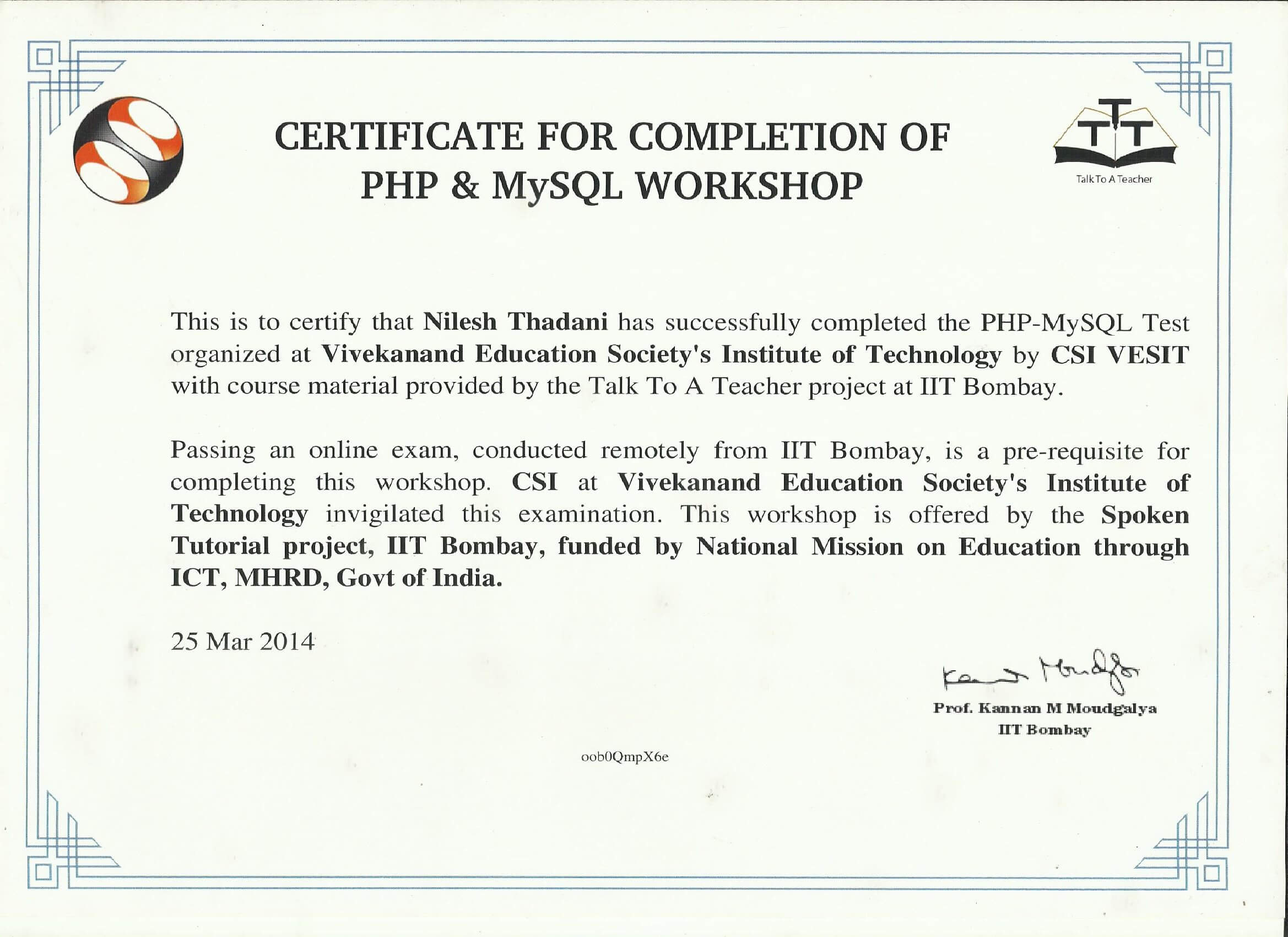 Php MySQL Certification